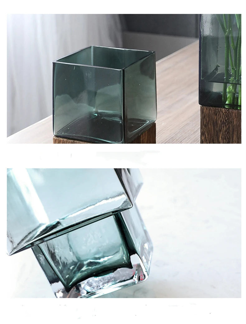 Nordic Wood & Glass Vase