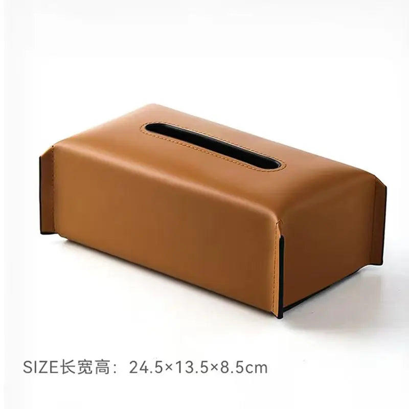 Woven Leather Tissue Box