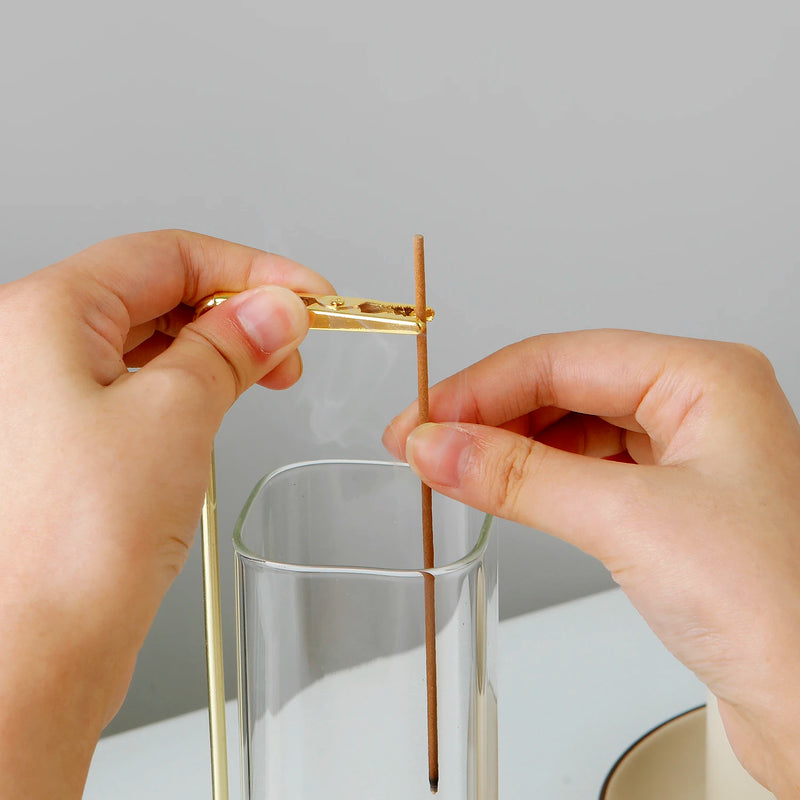 Wood Incense Holder with Glass Catcher