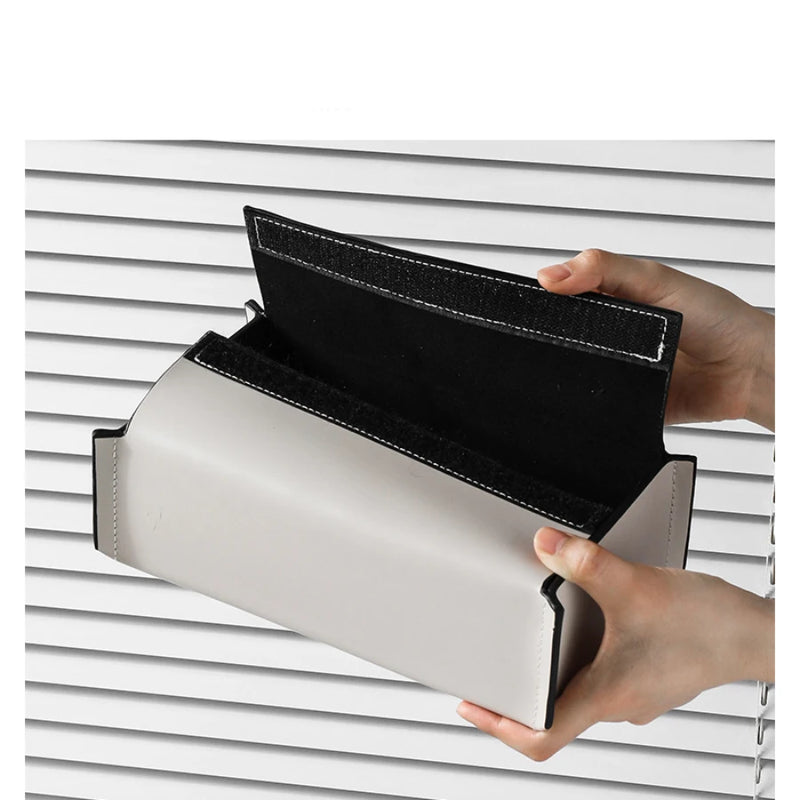 Woven Leather Tissue Box