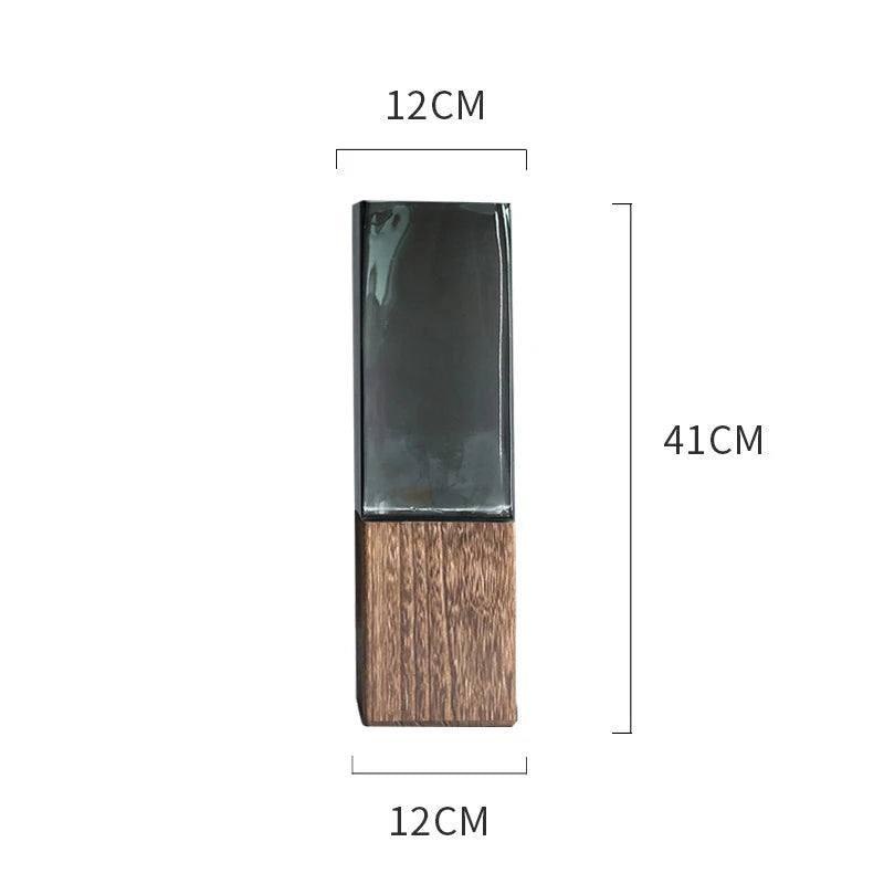 Nordic Wood & Glass Vase