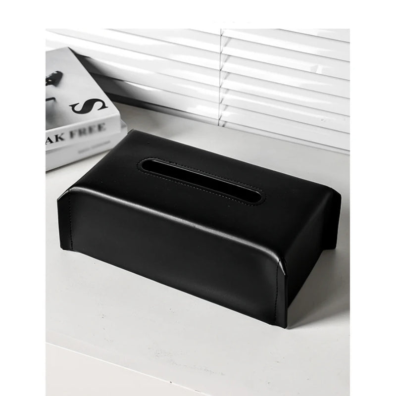 Woven Leather Tissue Box