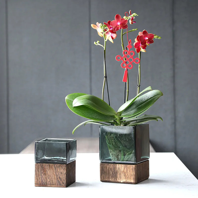 Nordic Wood & Glass Vase