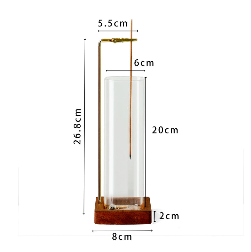 Wood Incense Holder with Glass Catcher