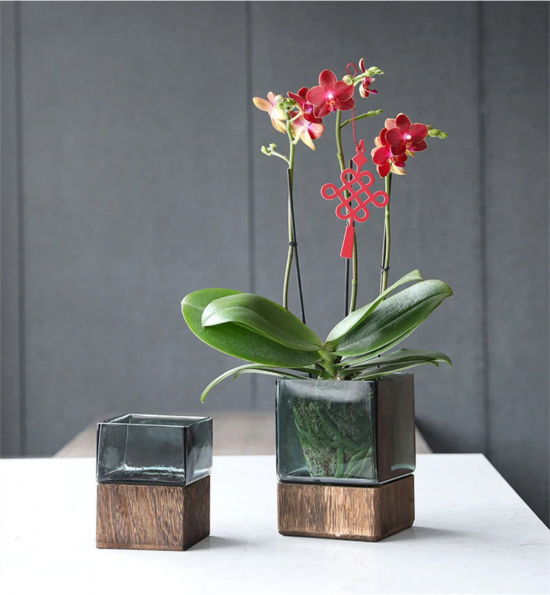 Nordic Wood & Glass Vase