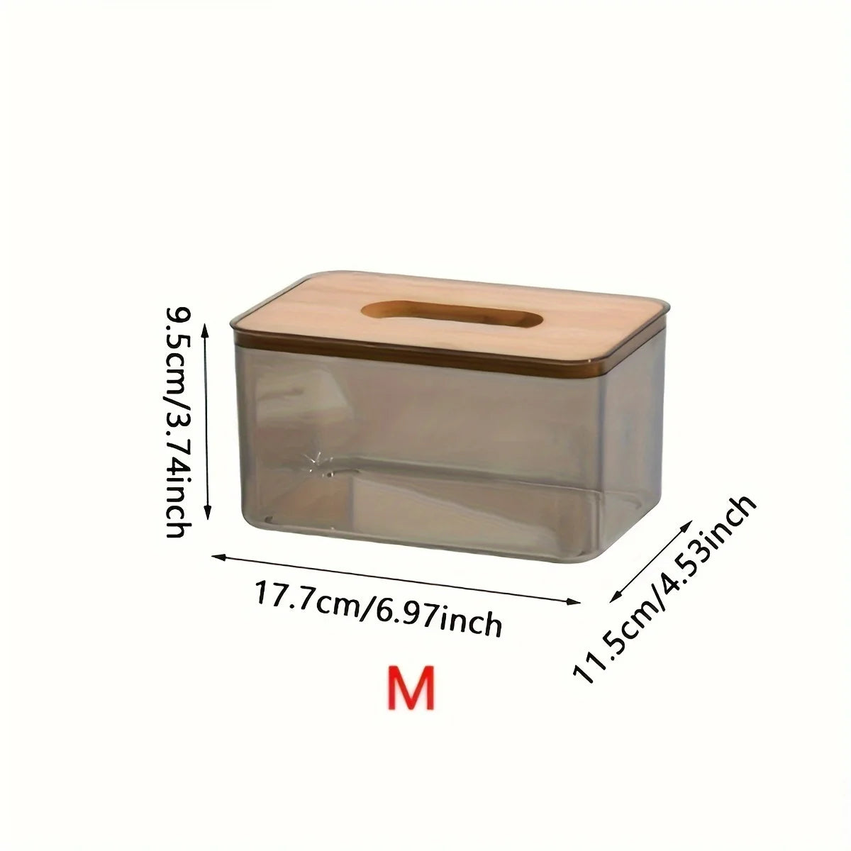 Clear Tissue Box with Bamboo Lid