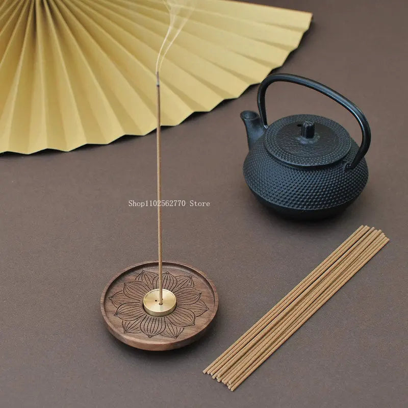 Solid Wood & Copper Incense Holder