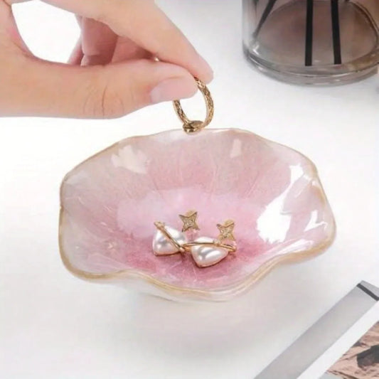 Lotus Leaf Ceramic Trinket Dish