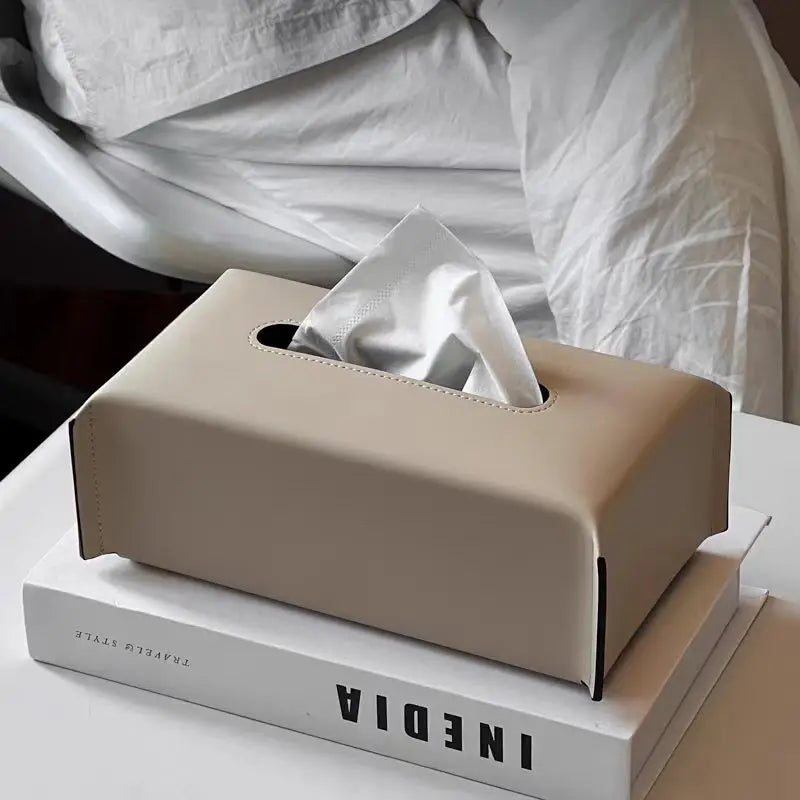 Woven Leather Tissue Box