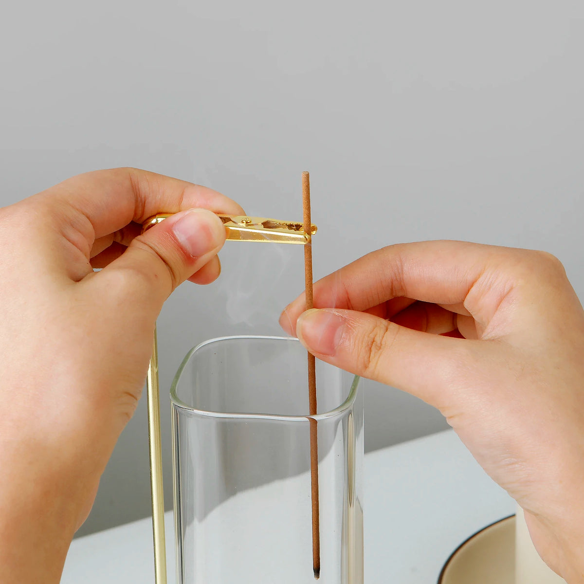 Wood Incense Holder with Glass Catcher