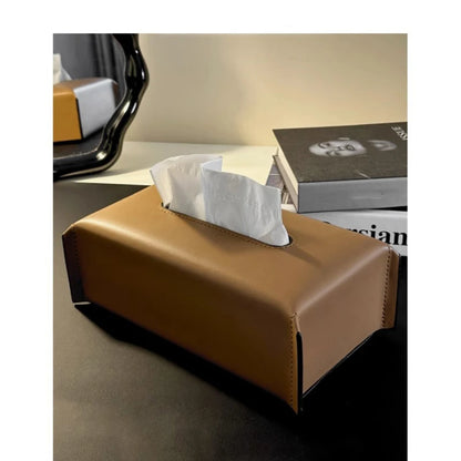 Woven Leather Tissue Box