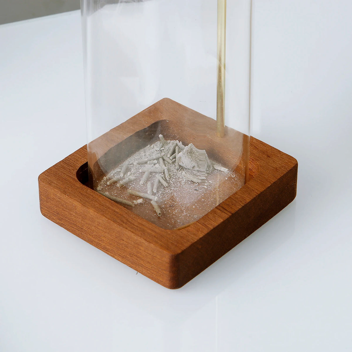Wood Incense Holder with Glass Catcher