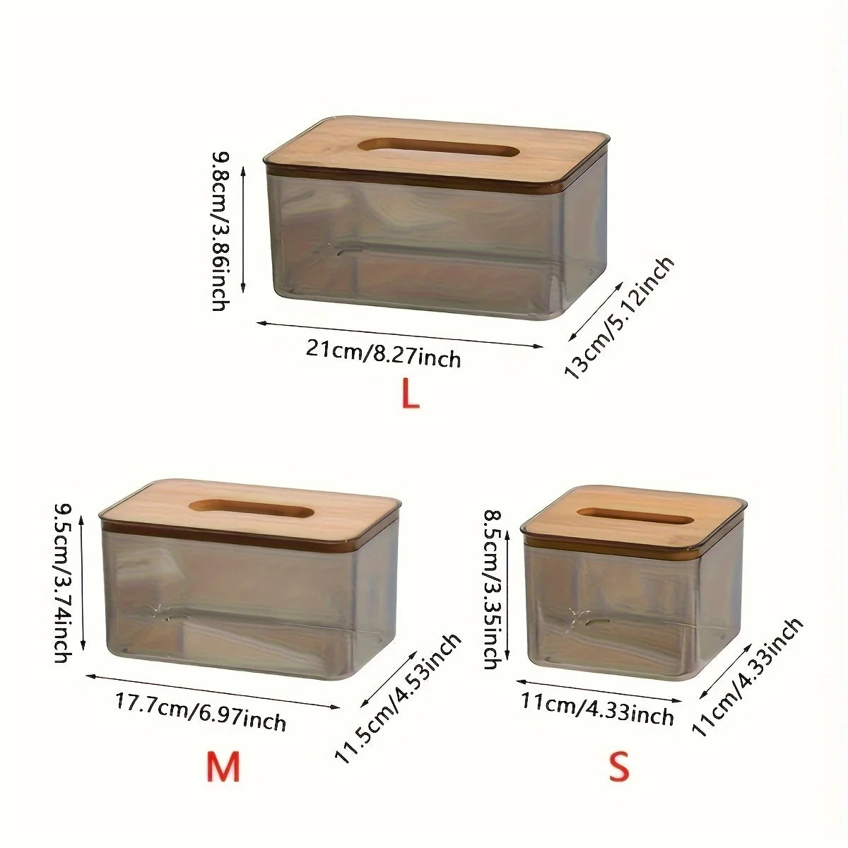 Clear Tissue Box with Bamboo Lid