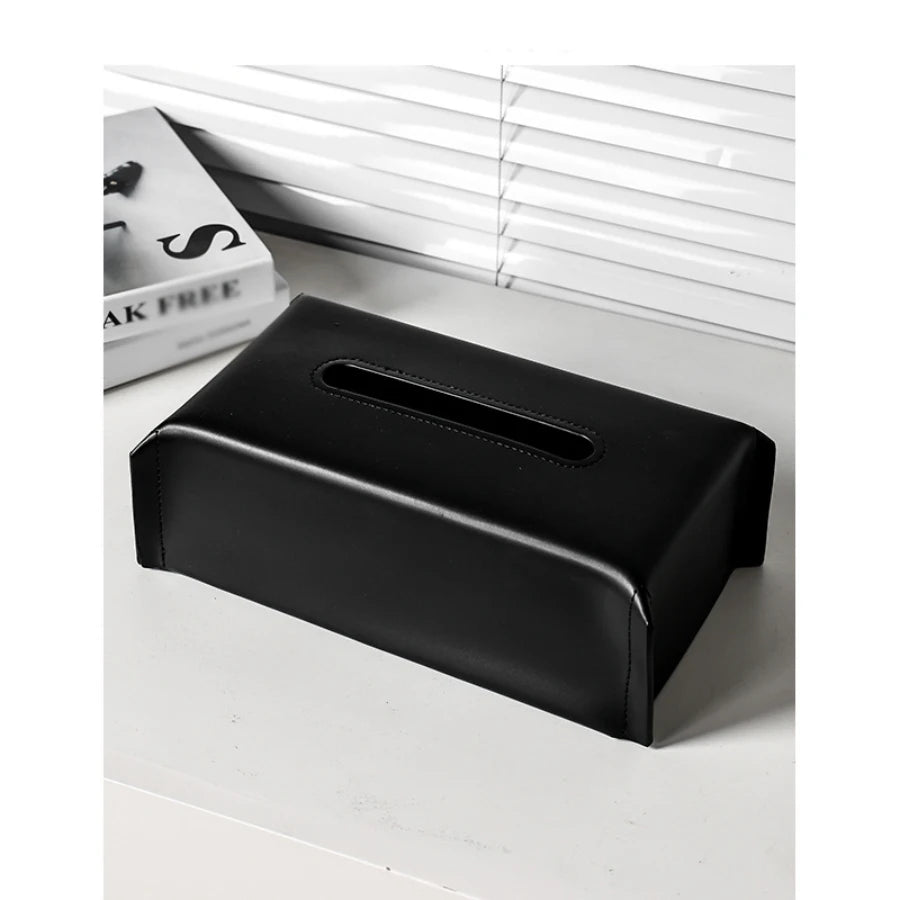 Woven Leather Tissue Box