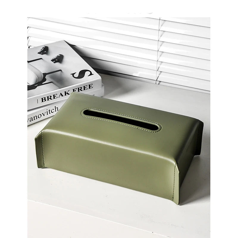 Woven Leather Tissue Box