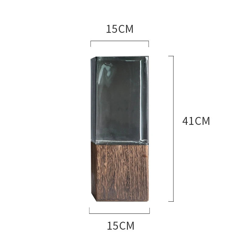 Nordic Wood & Glass Vase