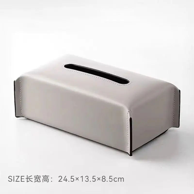 Woven Leather Tissue Box