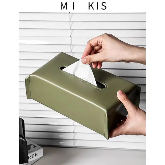 Woven Leather Tissue Box