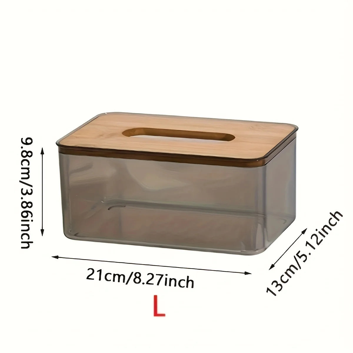 Clear Tissue Box with Bamboo Lid