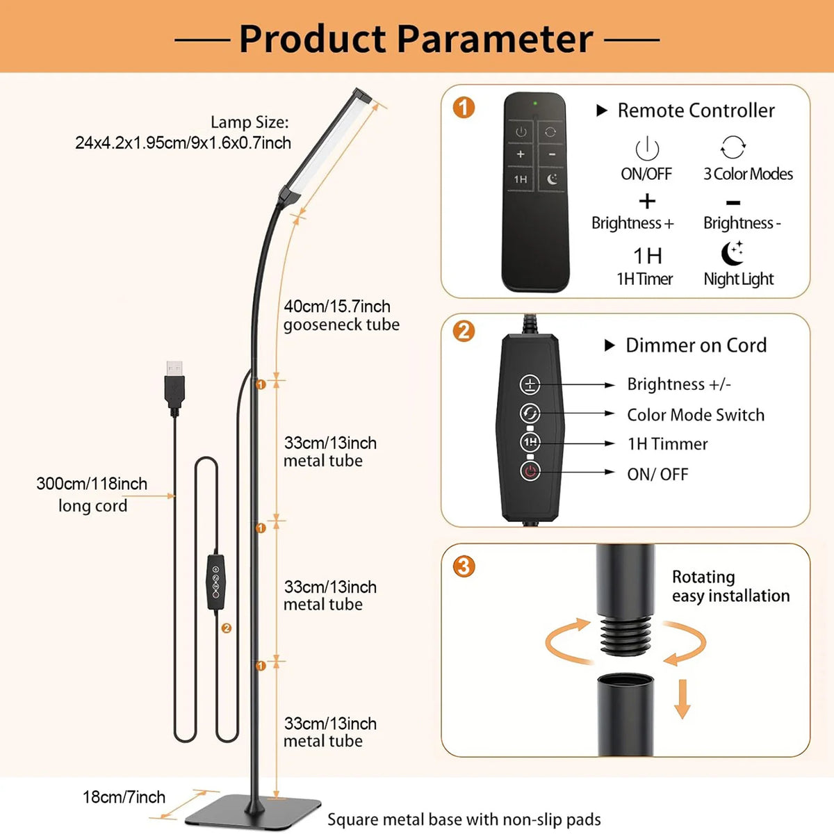 Dimmable LED Floor Lamp